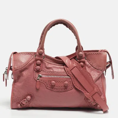 Pre-owned Balenciaga Pink Leather Brogues Classic City Tote