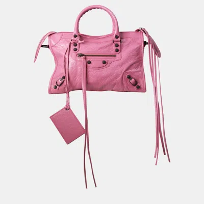 Pre-owned Balenciaga Pink Leather City Bag