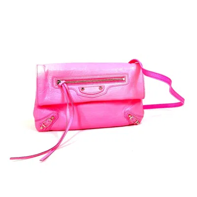 Pre-owned Balenciaga Pink Leather Clutch Bag ()