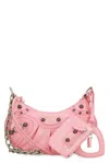 BALENCIAGA PINK LEATHER CROSSBODY BAG WITH METAL STUDS AND BUCKLES