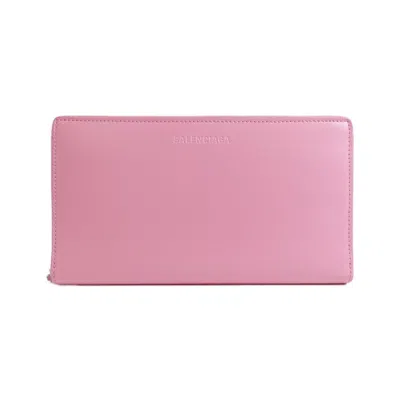 Pre-owned Balenciaga Pink Leather Long Wallet (bi-fold) ()