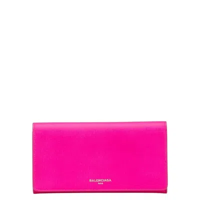 Pre-owned Balenciaga Pink Leather Long Wallet (bi-fold) ()
