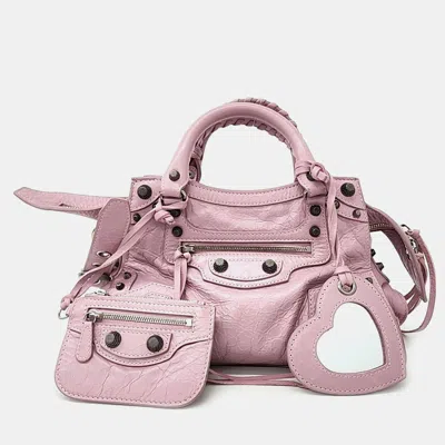 Pre-owned Balenciaga Pink Leather Neo Cargol Xs Bag