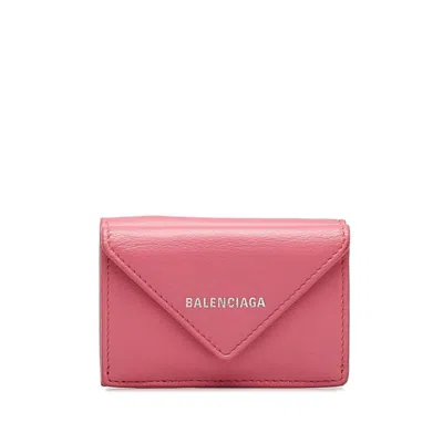 Pre-owned Balenciaga Pink Leather Wallet (bi-fold) ()