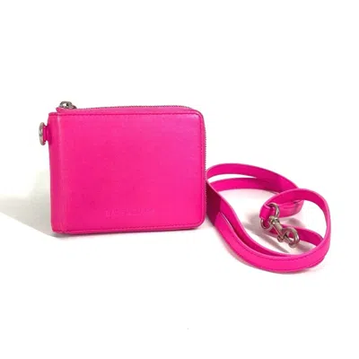 Pre-owned Balenciaga Pink Leather Wallet (bi-fold) ()