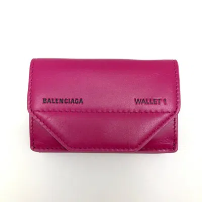 Pre-owned Balenciaga Pink Leather Wallet (tri-fold) ()