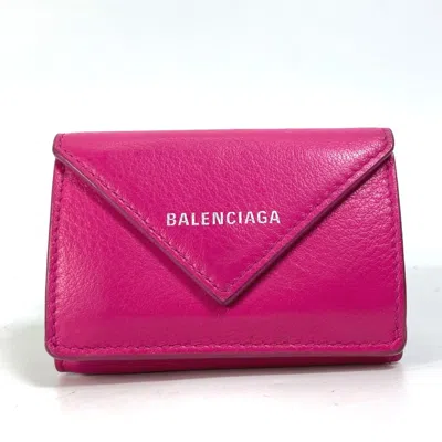 Pre-owned Balenciaga Pink Leather Wallet (tri-fold) ()