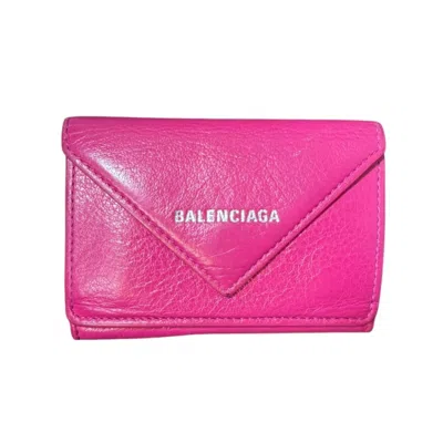 Pre-owned Balenciaga Pink Leather Wallet (tri-fold) ()
