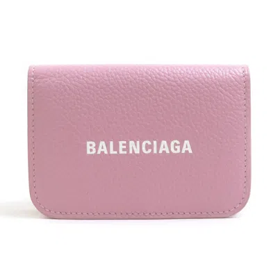Pre-owned Balenciaga Pink Leather Wallet (tri-fold) ()