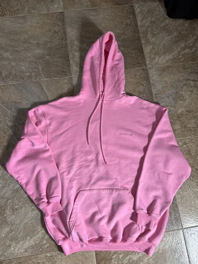 Pre-owned Balenciaga Pink Logo Hoodie New