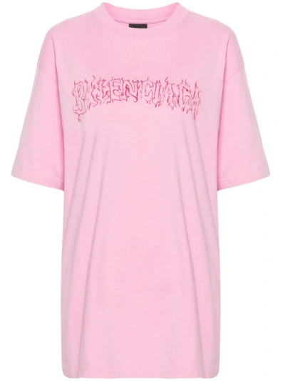 Balenciaga Pink Logo-print T-shirt