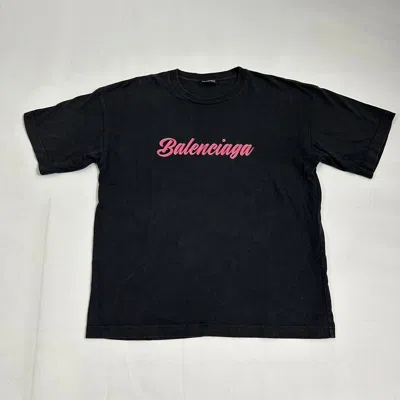 Pre-owned Balenciaga Pink Logo T-shirt (68dba240222009) In Black