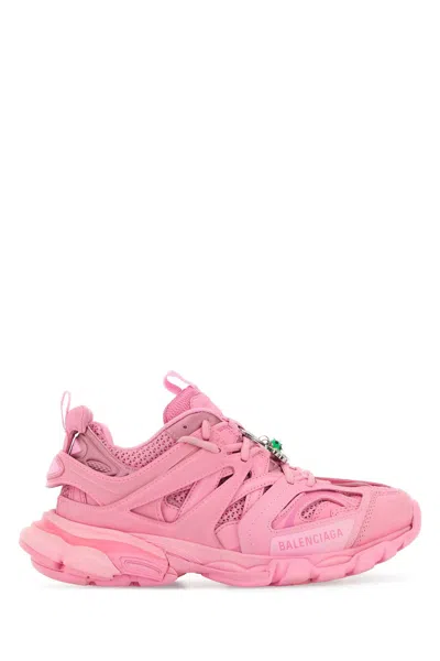 BALENCIAGA PINK MESH AND RUBBER TRACK SNEAKERS