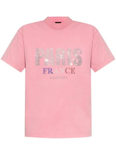 BALENCIAGA PINK PARIS T-SHIRT
