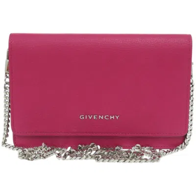 Pre-owned Balenciaga Pink Pink Red Leather Chain/shoulder Wallet ()