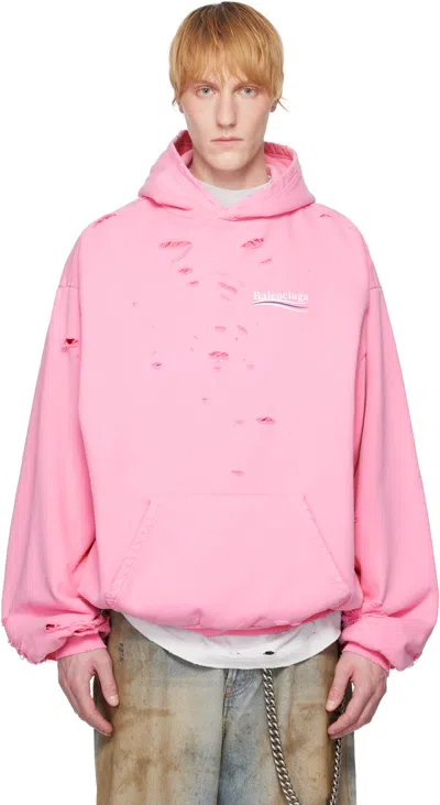 Balenciaga Pink Political Campaign Layered Hoodie In 9770