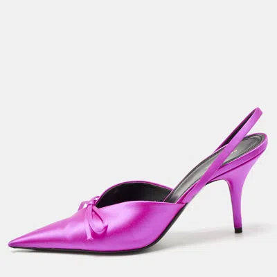 Pre-owned Balenciaga Pink Satin Knife Slingback Pumps Size 38