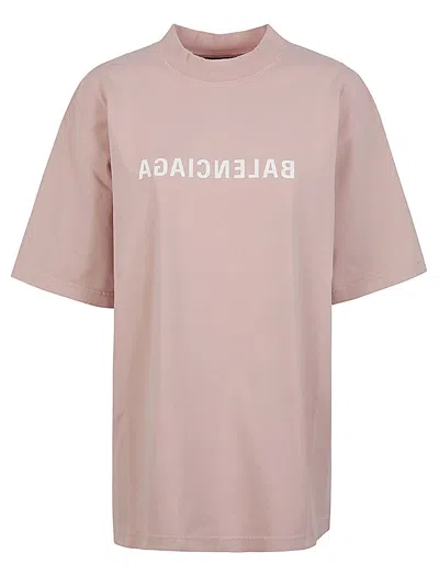 Balenciaga Pink Short Sleeve Mirror T-shirt