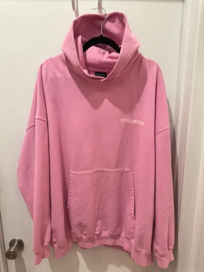 Pre-owned Balenciaga Pink Spellout Hoodie