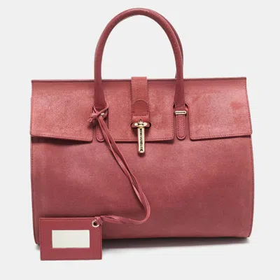 Pre-owned Balenciaga Pink Suede And Leather Tube Clasp Top Handle Bag