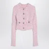 Balenciaga Pink Cotton Blend Tweed Cropped Cardigan