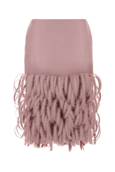 Balenciaga Wool Blend Mini Skirt High Waist Fringe In Pink