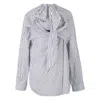 Balenciaga Pinstripe Knotted Shirt In Blue/white