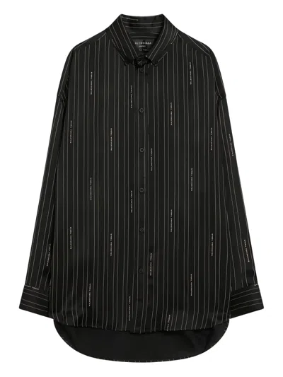 BALENCIAGA PINSTRIPE LOGO SHIRT