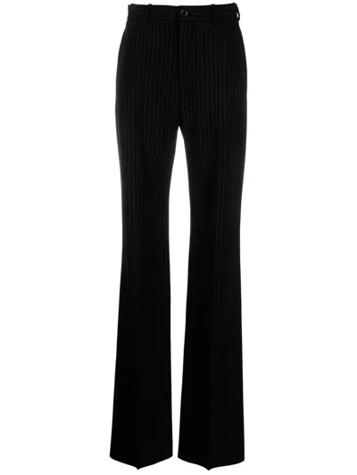 Balenciaga Women Flared Trousers In Black Flowing Viscose
