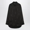 Balenciaga Pinstriped Black Button-down Shirt Women In Brown