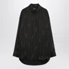 Balenciaga Pinstriped Black Button-down Shirt Women In Brown