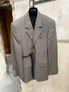 Balenciaga Tailored Wrap Jacket With Checkered Design For Women In Gray