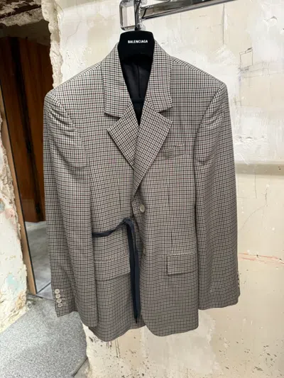 Balenciaga Plaid Casual Jacket In Gray