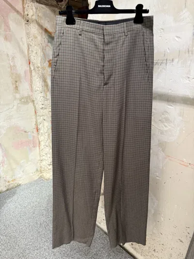 Balenciaga Checkered Straight-leg Pants In Brown