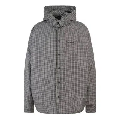 Balenciaga Plaid Padded Jacket-shirt 'black White' In Gray