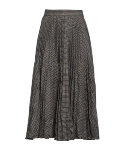 Balenciaga Plaid Pleated Skirt In Black