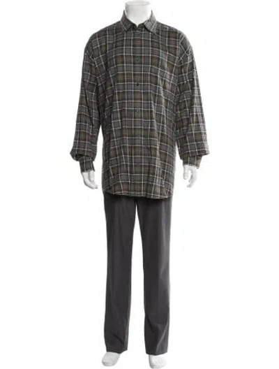 Pre-owned Balenciaga Plaid Print Long Sleeve Shirt In Gray
