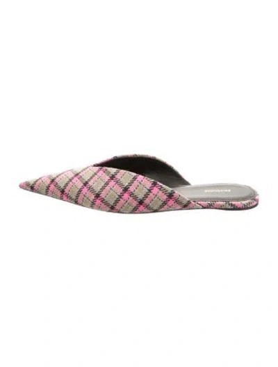Pre-owned Balenciaga Plaid Print Mules In Pink