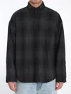 Balenciaga Oversize Plaid Wool Blend Flannel Button-down Shirt In Black