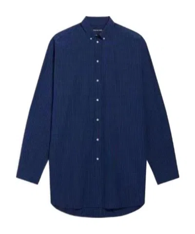 Balenciaga Plaid Shirt In Blue