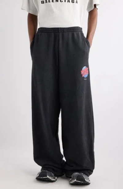 Balenciaga Distressed-effect Track Pants In Black