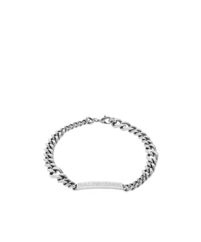 Balenciaga Plate Twist Necklace In Antique Silver