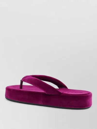 Balenciaga Platform Slides Open Toe Velvet Finish In Purple