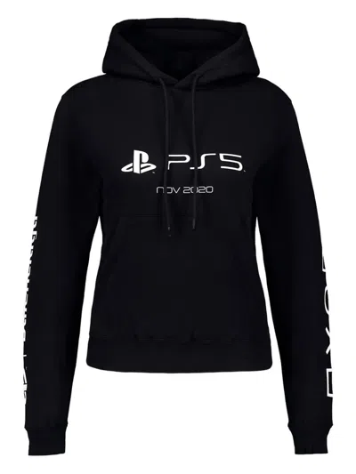 Balenciaga Playstation-logo Fitted Hoodie In Black