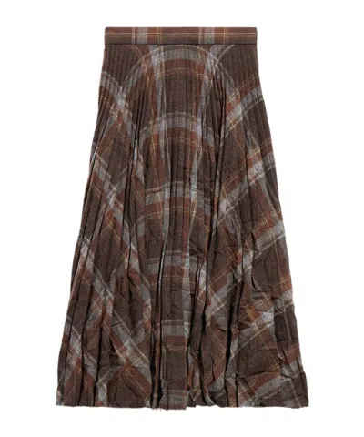 BALENCIAGA BALENCIAGA CHECKED CREASED PLEATED SKIRT