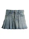Balenciaga Pleated Denim Mini Skirt In Blue