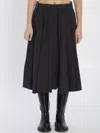 Balenciaga Hybrid Pleated Wool-ramie Midi Skirt In Black
