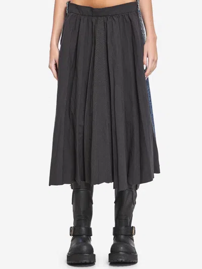 Balenciaga Pleated Hybrid Skirt In Black