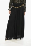 Balenciaga Pleated Long Skirt With Chain Detail In Black