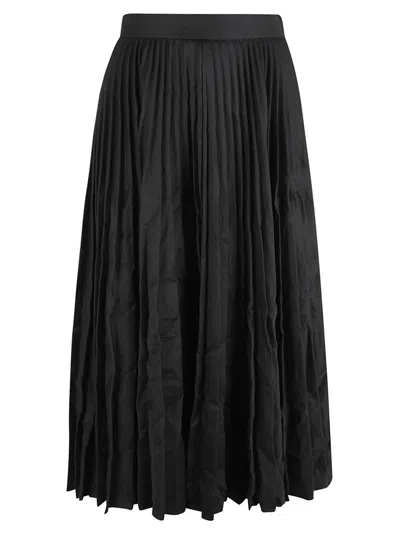 Balenciaga Pleated Long Skirt With Fitted Waistband In Black